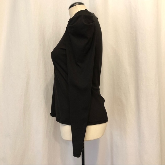 WAYF sheer black puff sleeve top. Size S. - Picture 3 of 6